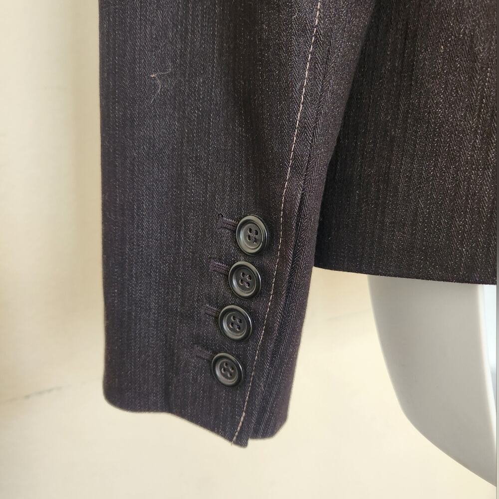 LOFT Ann Taylor Black Striped Blazer - White Contrast Stitch - Lace-Up Back - 10 - Picture 9 of 13
